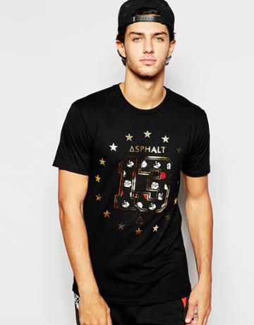 Asphalt Yacht Club T-shirt With Rose Print - Black