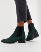 Vero Moda Snake Embossed Real Suede Boots - Green