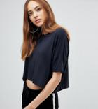 Asos Tall Cropped Oversized T-shirt With Button Front - Gray