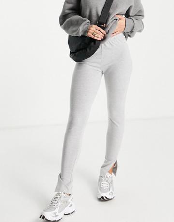 Rebellious Fashion Front Split Leggings In Gray