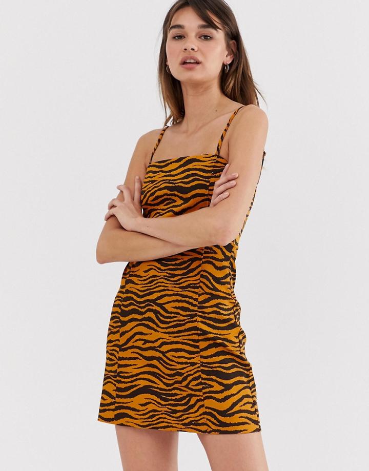 Monki Mini Cami Dress In Tiger Print - Multi