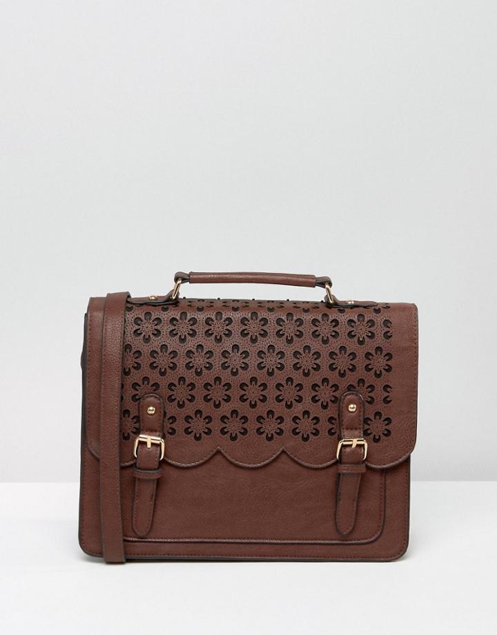 Asos Punchout Satchel Bag - Brown