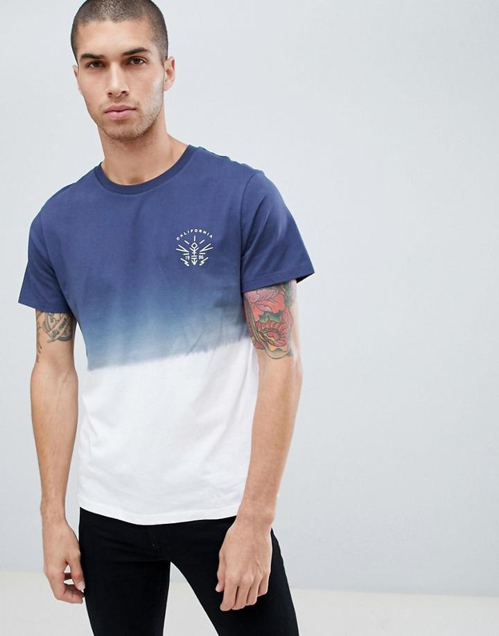 Burton Menswear T-shirt In Navy Dip Dye - Navy