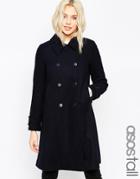 Asos Tall Coat In A-line Shape - Navy