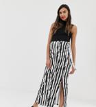 Asos Design Maternity Wrap Maxi Skirt In Mono Stripe Print-multi