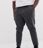 Asos Design Plus Cigarette Chinos With Pleats In Washed Black