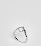 Asos Curve Exclusive Engraved Moonstone Ring - Silver