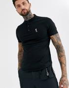 Religion Grandad Collar Polo In Black