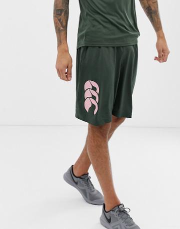 Canterbury Vapodri Short In Khaki With Pink Logo - Green
