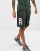 Canterbury Vapodri Short In Khaki With Pink Logo - Green