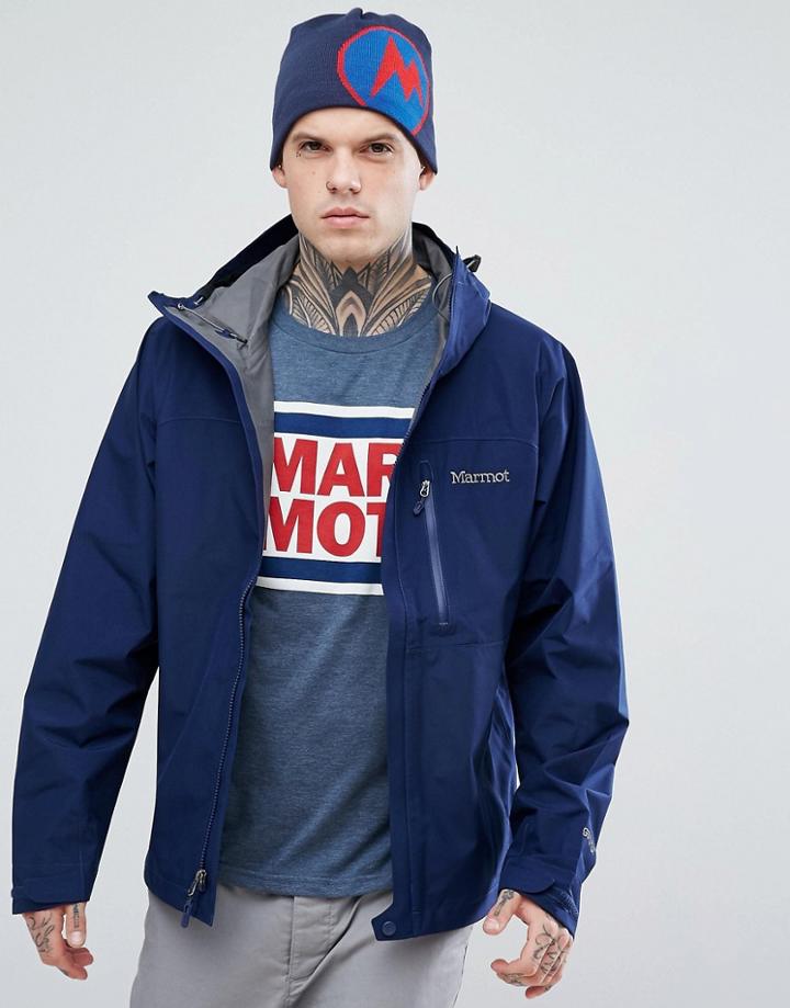 Marmot Minimalist Gore-tex Hooded Jacket In Navy - Navy