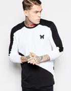 Good For Nothing Long Sleeve T-shirt With Contrast Sleeves - White