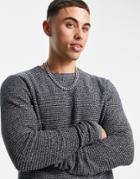 Jack & Jones Essentials Ribbed Sweater In Navy Twist