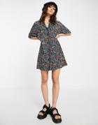 Topshop Tropical Souvenir Mini Shirt Dress In Multi