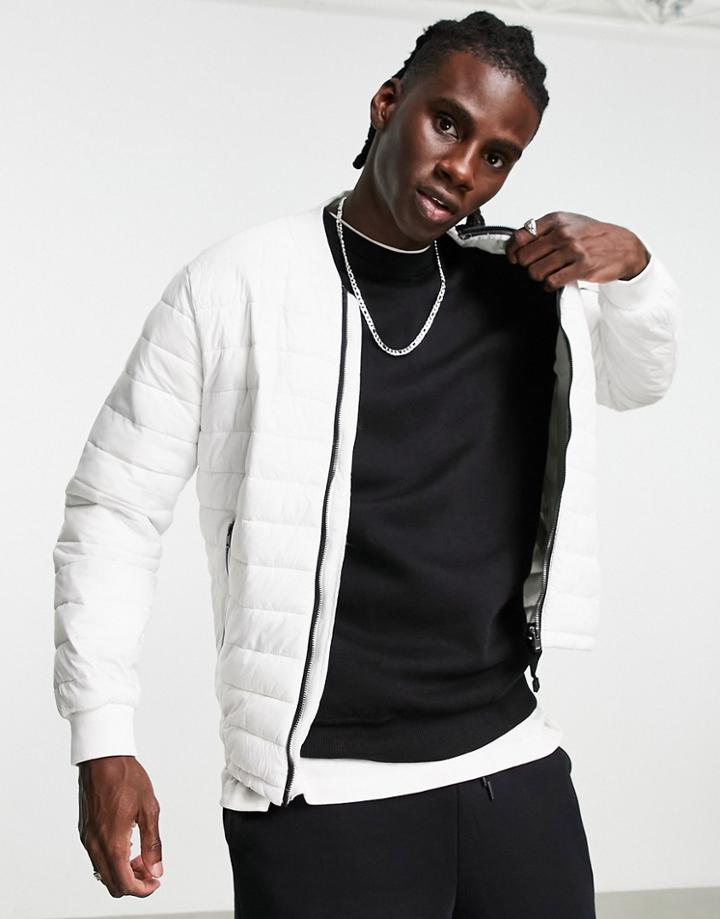 Bershka Quilted Puffer In White