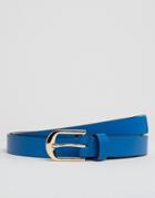 Smith And Canova Skinny Leather Belt - Blue