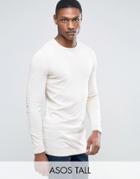 Asos Tall Longline Muscle Fit Sweater In Oatmeal - Beige
