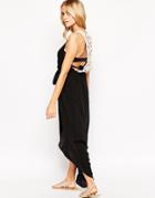 Asos Crochet Back Wrap Front Beach Dress - Black