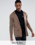 Asos Tall Knitted Blazer In Light Brown - Brown