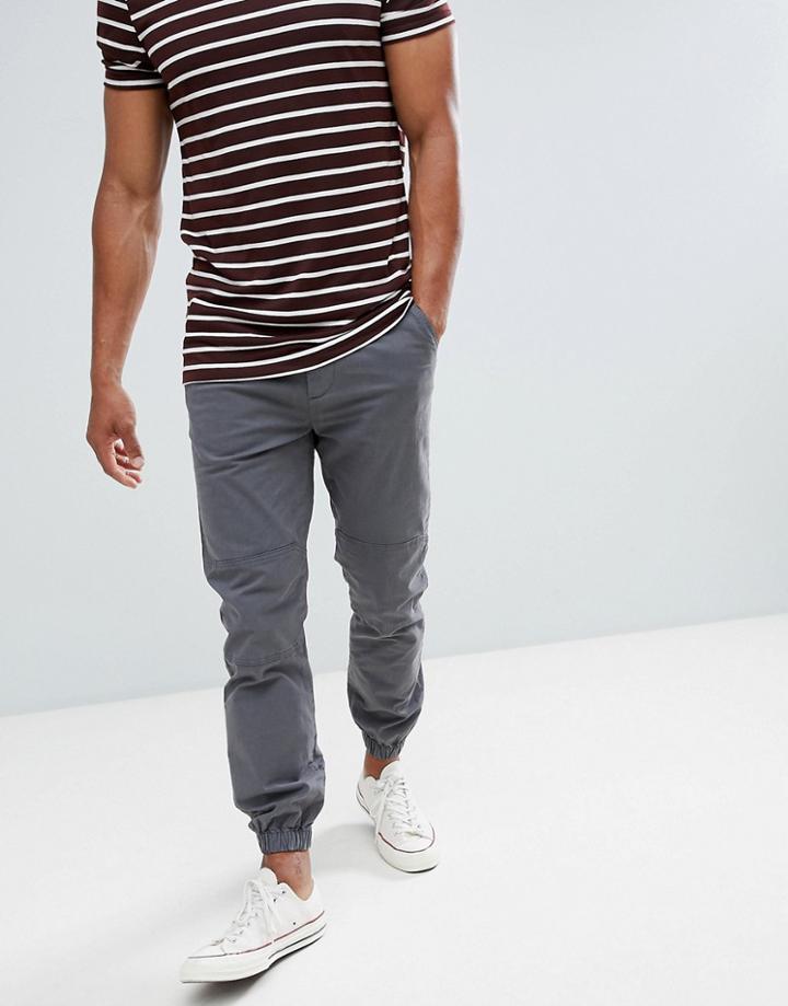 Celio Cuffed Chino With Drawstring Waistband - Gray