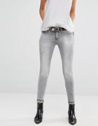Mango Distressed Gray Skinny Jeans - Gray