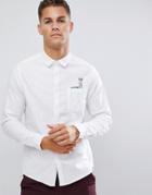 Asos Design Regular Fit Oxford Shirt In White With Llama Embroidery - White