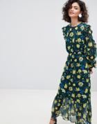 Selected Floral Midaxi Dress With Ruffle Details - Multi
