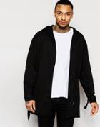 Asos Super Longline Hooded Cardigan With Strap Detail - Twix