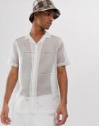 Asos Design Regular Fit Sheer White Shirt With Revere Collar - White