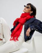 Weekday Wool Scarf In Red - Red