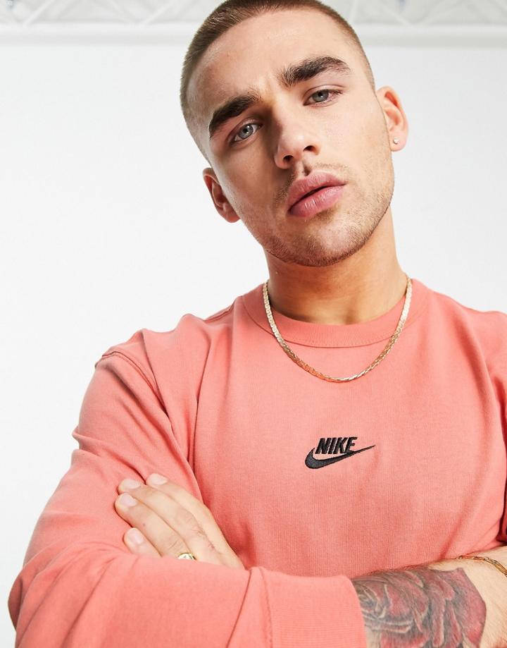 Nike Premium Essentials Oversized Long Sleeve T-shirt In Terracotta-red