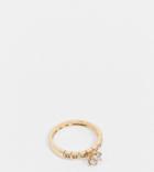 Asos Design Curve Ring With Crystal Stone In Gold Tone