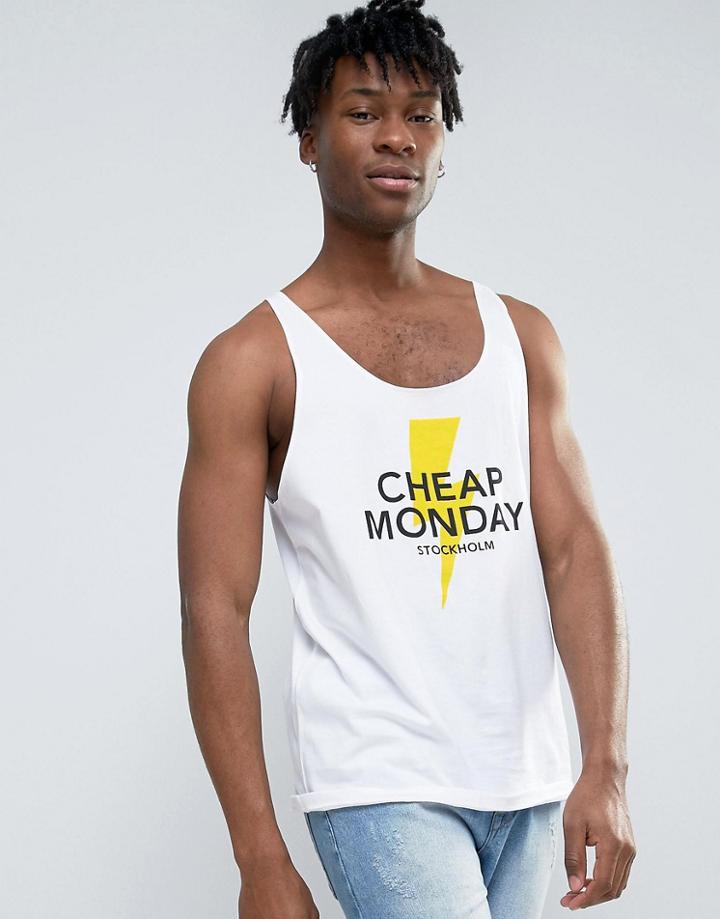 Cheap Monday Focus Tank Lightning Logo - White