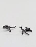 Asos Cufflinks In Gunmetal With Dinosaur Design - Black