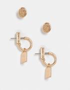 Allsaints 2 Pack Stud Earrings With Fan Detail In Gold