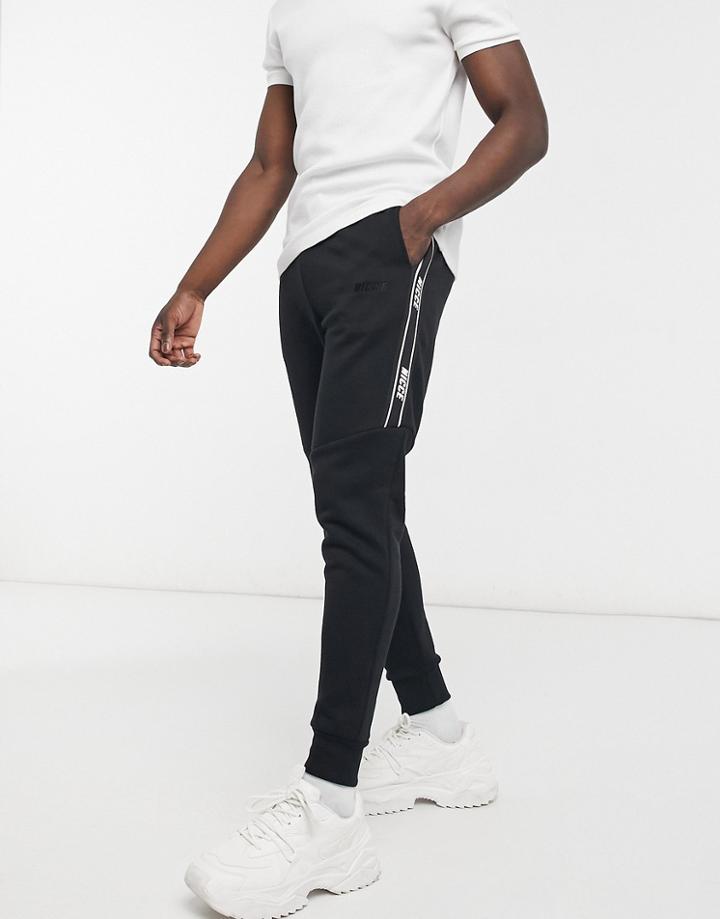 Nicce Mendoza Sweatpants With Logo Side Stripe In Black