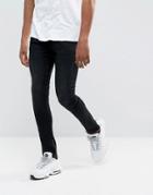 Dml Jeans Super Skinny Spray On Jeans With Zips In Black - Black