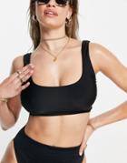 Asos Design Mix And Match Sleek Crop Bikini Top In Black