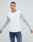 Abercrombie & Fitch Icon Logo Colour Block Long Sleeve Top In White/grey - White