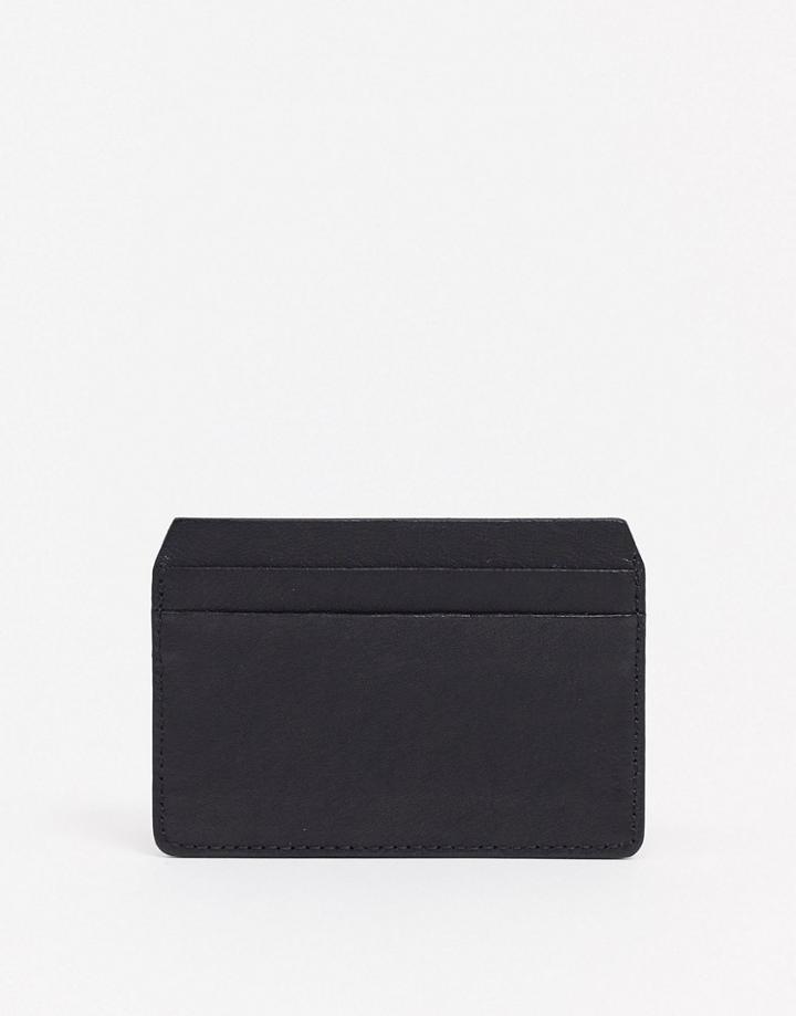Asos Design Leather Card Holder In Black