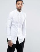 Asos Skinny Shirt In Longline - White