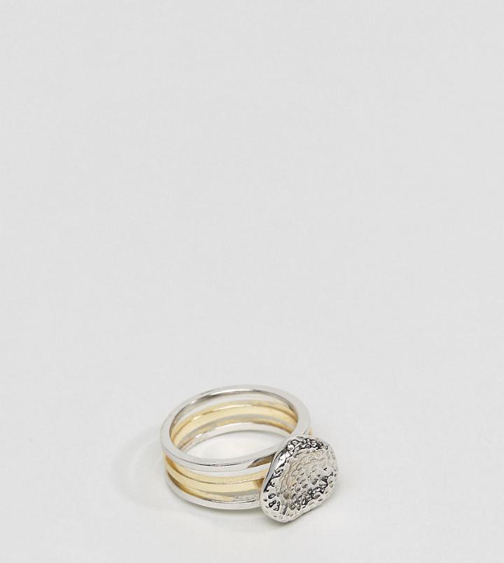 Serge Denimes Stacked Bedrock Ring In Solid Silver With Silver & Gold Plating - Multi