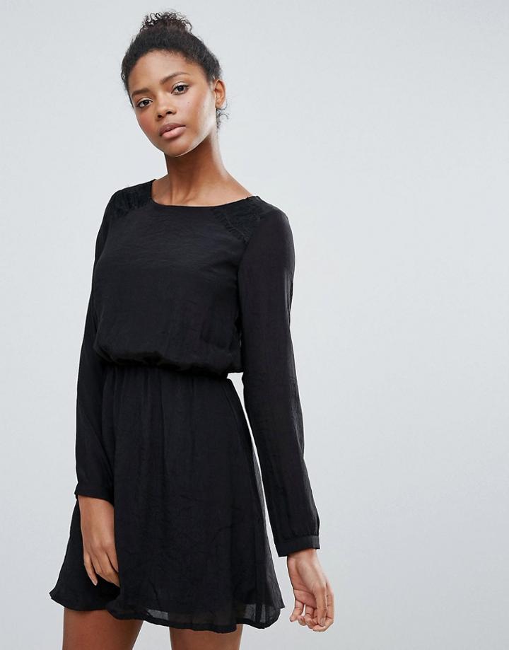 Vila Clean Long Sleeve Skater Dress - Black