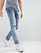 Blend Cirrus Distressed Ripped Skinny Jeans - Gray