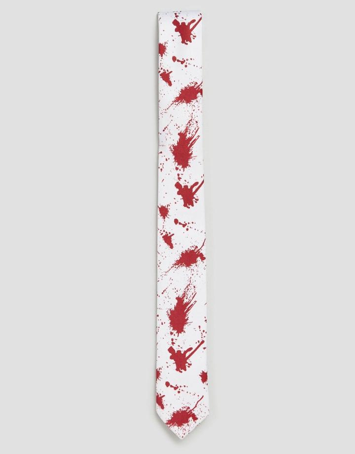 Ssdd Halloween Tie With Blood Splatter - Red