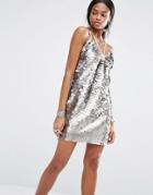 Missguided Sequin Harness Dress - Silver
