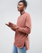 Asos Sweatshirt With Curved Hem - Red