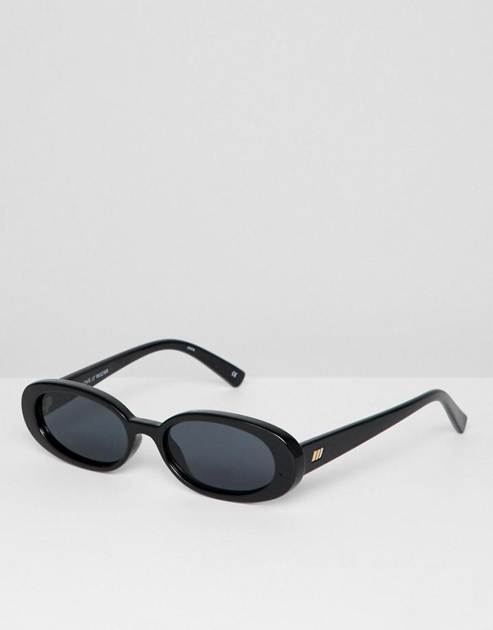Le Specs Outta Love Oval Sunglasses In Black - Black