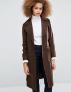 Helene Berman Becca Tie Waist Coat In Brown - Brown