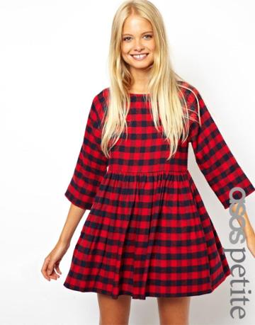 Asos Petite Exclusive Check Oversize Smock Dress